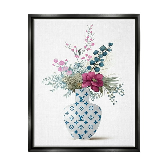 Stupell Industries Fashion Brand Bouquet Botanical & Floral Painting Black Floater Framed Art Print Wall Art, 17 x 21