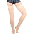 thumbnail image 2 of ToBeInStyle Women's Sheer Nylon Thigh High With Seamless Lace Top, 2 of 6