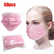 Oxodoi 50 Pack Women's Disposable Face Mask 3Ply Ear Loop Dust Msk