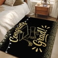 Black Gold Graduation Cap Washable Area Rug 4x6 Sequins Light Festive ...