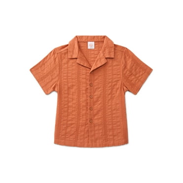 Wonder Nation Boys Cotton Button Up Top with Short Sleeves, Sizes XS-XXL