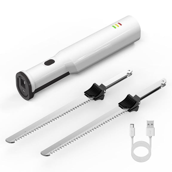 SXCRFKXH Electric Slices Knife,Electric Carving Knife for Meat and Bread,Usb Rechargeable Bread Knifes,Multifunctional Serrated Stainless Steel Cutter, Efficiently Quick Precise Slices Carve Meat,Tur