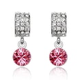 thumbnail image 1 of Aretes Ocean Heart OH16-779 baño de oro blanco con incrustaciones de cristales en color blanco y rosa, 1 of 2