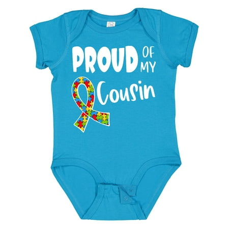 

Inktastic Proud of My Cousin Autism Awareness Puzzle Piece Ribbon Gift Baby Boy or Baby Girl Bodysuit