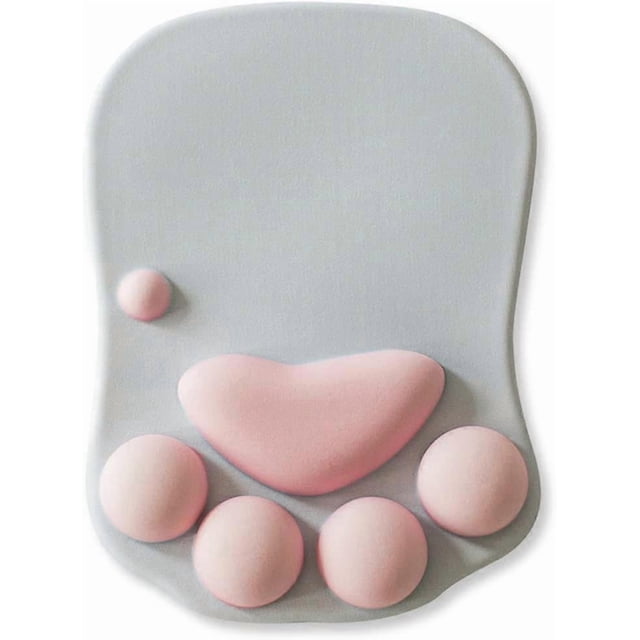 Cute Office Mouse Pad with Wrist Support Cat Paw Design, Gifts for Office Desk Home Gaming Kawaii Stuff Gifts, Ergonomic Mouse Pad with Wrist Rest Cut