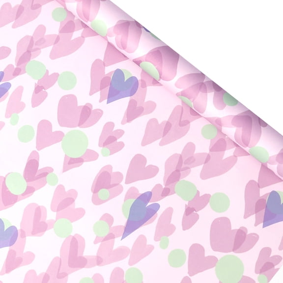 Valentines Day Wrapping Paper Roll - 1 Sheet - 19.69 x27.56 Inch - Pink Love Hearts, Roses, Book Wrapping Paper, Perfect for Valentine’s Day, Wedding, Anniversary