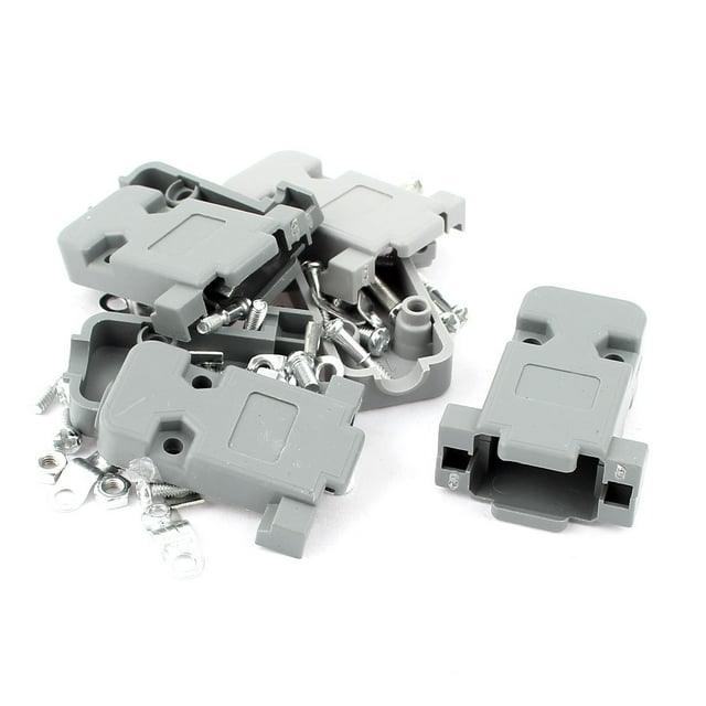 Cubierta de protección de capucha de conector hembra D-SUB DB9 de plástico gris de 9 pines 4 piezas