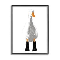 Stupell Industries White Duck Wearing Rain Boots Portrait Graphic Art Black Framed Art Print Wall Art, Design by Kamdon Kreations