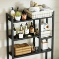 thumbnail image 3 of Over The Toilet Storage Rack, 3-Tier Bathroom Organizer Over Toilet, Wooden Above Toilet Storage Shelf, Space Saver, Freestanding Bathroom Storage Metal Shelf, Easy to Assemble, Black, 3 of 16