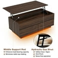 thumbnail image 6 of Hommpa LED Coffee Table with Lift Top and 2 Drawers, Hidden Compartment for Living Dining Room Walnut Sofa Side End Table, 6 of 14