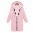 thumbnail image 5 of Hooded Coats for Women Solid Color Thickening and Fleece Long Hoodies Casual Zip Up Long Sleeve Jackets, 5 of 6