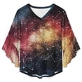 thumbnail image 4 of Starry Sky Constellation Galaxy Women's V-Neck Blouse With 3/4 Ruffled Bell Sleeves Casual Top Ladies Blouses, 4 of 7