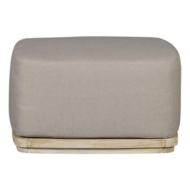 Pemberly Row Outdoor Solid Teak Wood Ottoman Natural Look - Gray