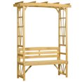 thumbnail image 1 of Outsunny Patio Wooden Bench, Outdoor Bench for Vines/Climbing Plants, Light Brown, 1 of 7