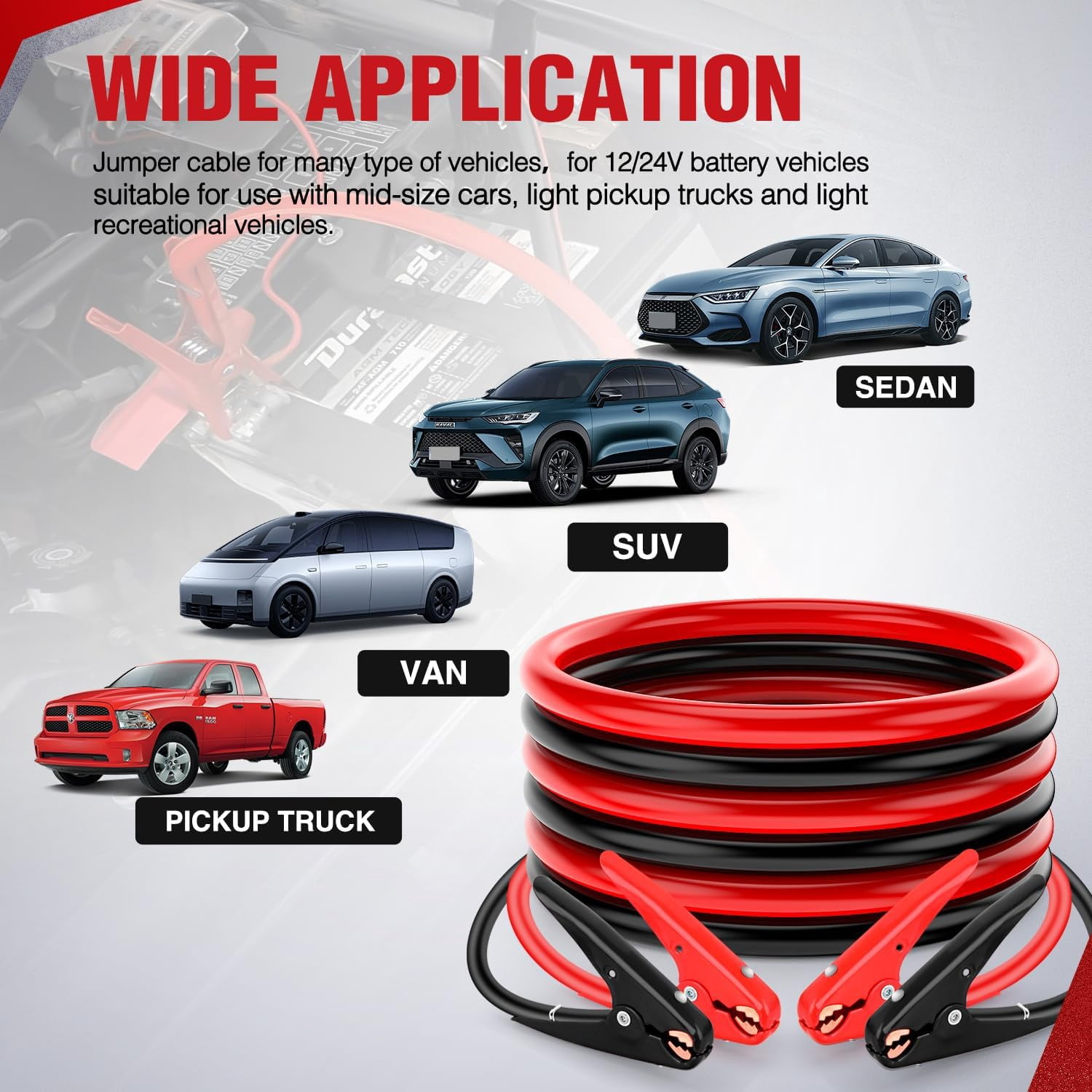 Nilight Jumper Cables for Car Battery 2 Gauge 16 FT Booster Cable Heavy Duty 800 A CCA with Carrying Bag Jump Start Emergency Kit Pickup Truck RV Vans SUV