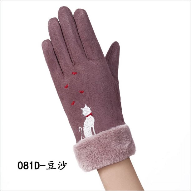 Guantes cálidos N915 de gamuza de invierno para mujer, de doble capa y con acolchado de terciopelo, para montar con pantalla táctil