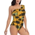 thumbnail image 5 of Balery Hawaii Palms One Shoulder Swimsuits for Women Ruffle Swimsuits Tummy Control One Shoulder Bathing Suits-X-Large, 5 of 8