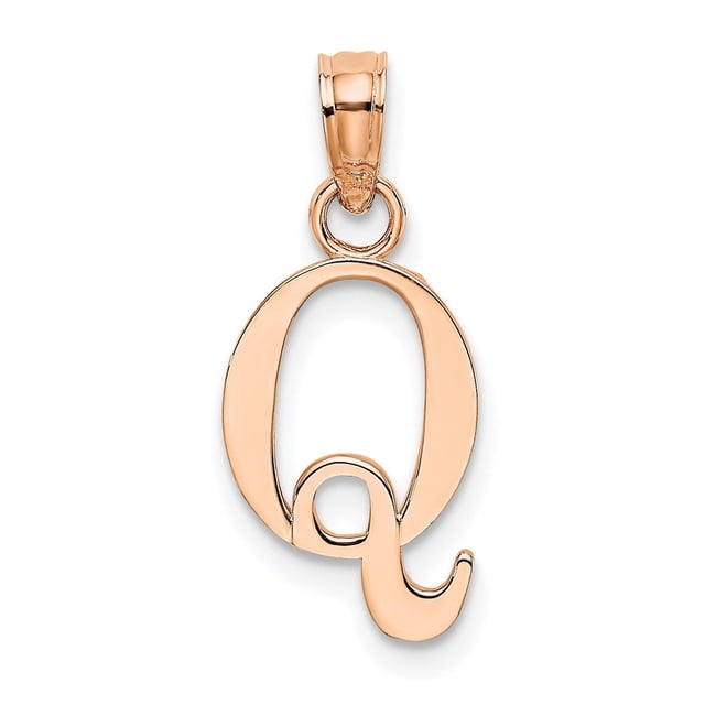 Diamond2Deal 14K Rose Gold Block Letter Q Initial Pendant for Women