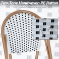 thumbnail image 5 of DELMANGO Bar Stool Set of 2 with Wood Print Finish French Counter Height Patio Rattan Bar Stool Chairs for Porch Garden Indoor Kitchen, White/Black, 5 of 7