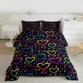 thumbnail image 2 of Manfei Colorful Heart Print Queen Comforter Set,Rainbow Loves Pattern Bedding Sets,Pink Blue Black Bedding Comforter Set For Child,Luxury Bedroom Decor Reversible,3-Piece, 2 of 8