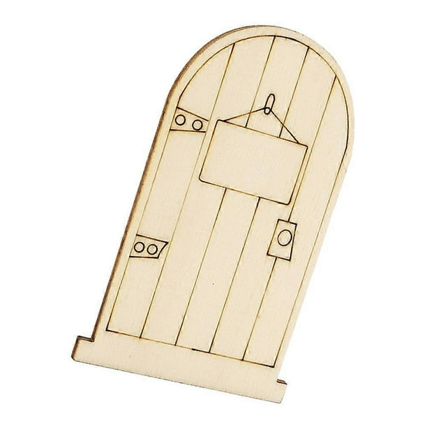 Wooden Fairy Doors Unpainted Synthetic Material for Decoration DIY Craft Khaki Color 50pcs