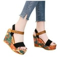 thumbnail image 3 of Fesfesfes Wedge Sandals Summer Women Open Toe Breathable Sandals Flower Buckle Strap Wedges Shoes 8.5(40), 3 of 8