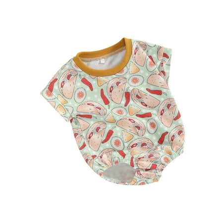 

Mioliknya Infant Baby Summer Jumpsuit Cartoon Chili Print Short Sleeve Romper
