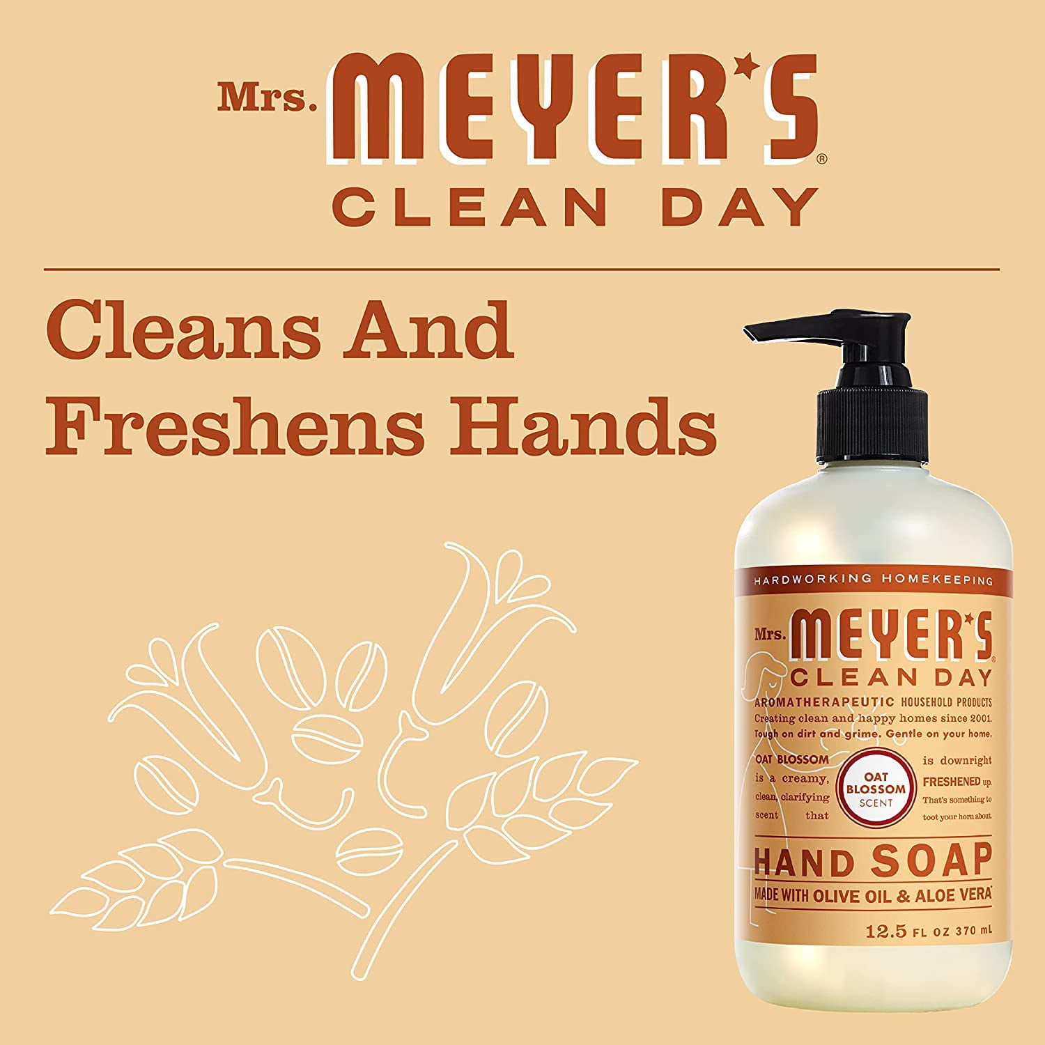 Mrs. Meyer's Liquid Hand Soap Refill, Oat Blossom, 33 Fl Oz (Pack of 3)