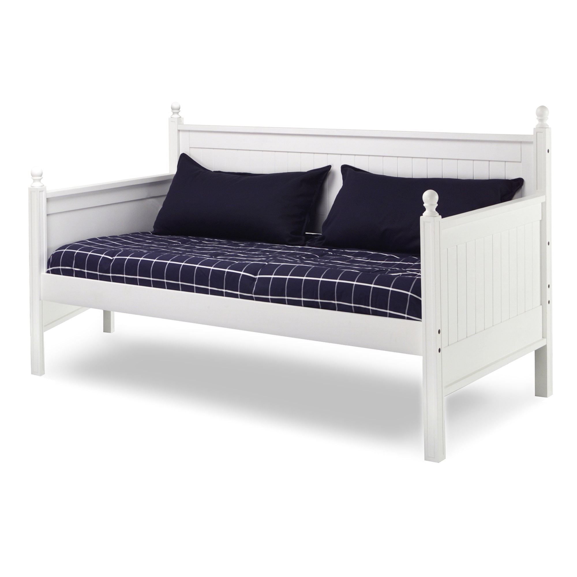 Casey Complete Wood Daybed with Ball Finials, White Finish, Twin