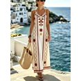 thumbnail image 3 of Womens Multicolor Boho Geometric Print Spaghetti Strap Maxi Dress, 3 of 4