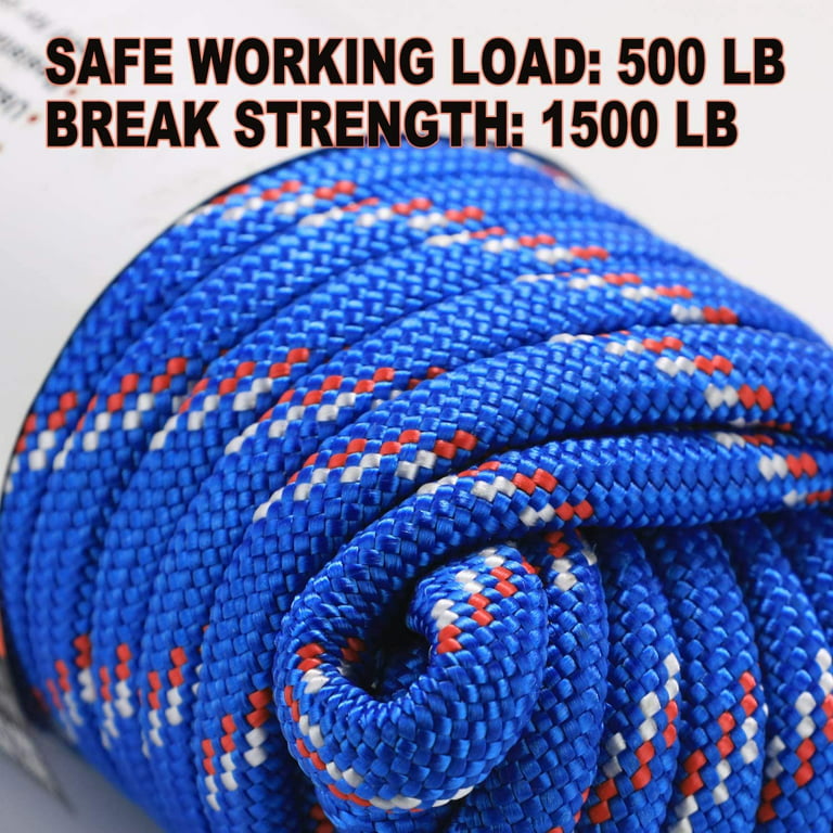 Wellmax Diamond Braid Nylon Rope, 3/8 inch by 50 Feet Blue Color, Heavy Duty