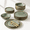 Olive Green-Service for 4, variant on Oatmeal Linen Stoneware Dinnerware Set, Service for 8, 24 Piece Rustic Tableware