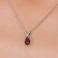thumbnail image 3 of Gem Stone King 14K White Gold Red Garnet and White Lab Grown Diamond Pendant Necklace for Women | 0.81 Cttw | Gemstone January Birthstone | Pear Shape 7X5MM | With 18 inch Chain, 3 of 6