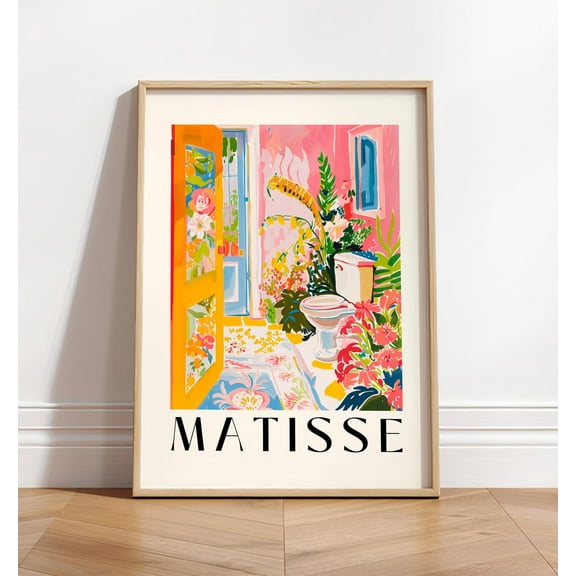 Maximalist Bathroom Wall Art, Tropical Toilet Art Print, Matisse Art, Pink Dopamine Decor Wall Art, Modern Wall Decor, 8x12 UNFRAMED