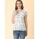 thumbnail image 2 of blusa de gasa con mangas casquillo ligera con volantes para mujer Blanco Violeta S, 2 of 6