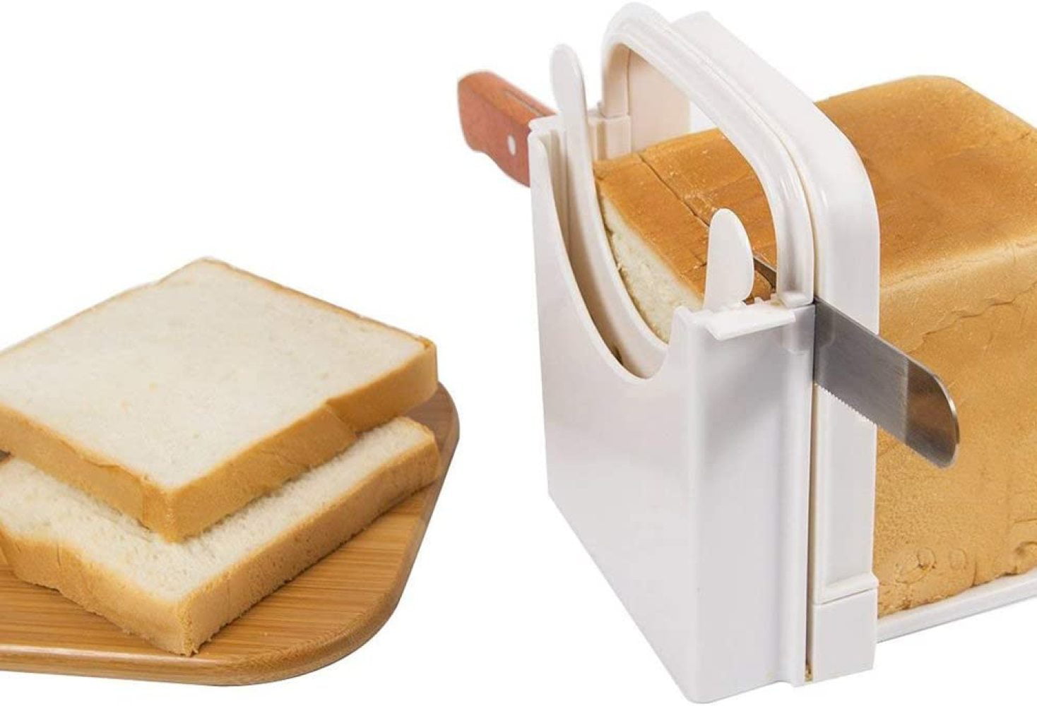 Bread Cutter Guide - Bread Slicing Guide Adjustable Folding Bread Slicer  Toast Slicer Toast Cutting Guide Handed Bread Machine Bread Maker for  Homemade Bread Bagel Loaf Sandwich White 