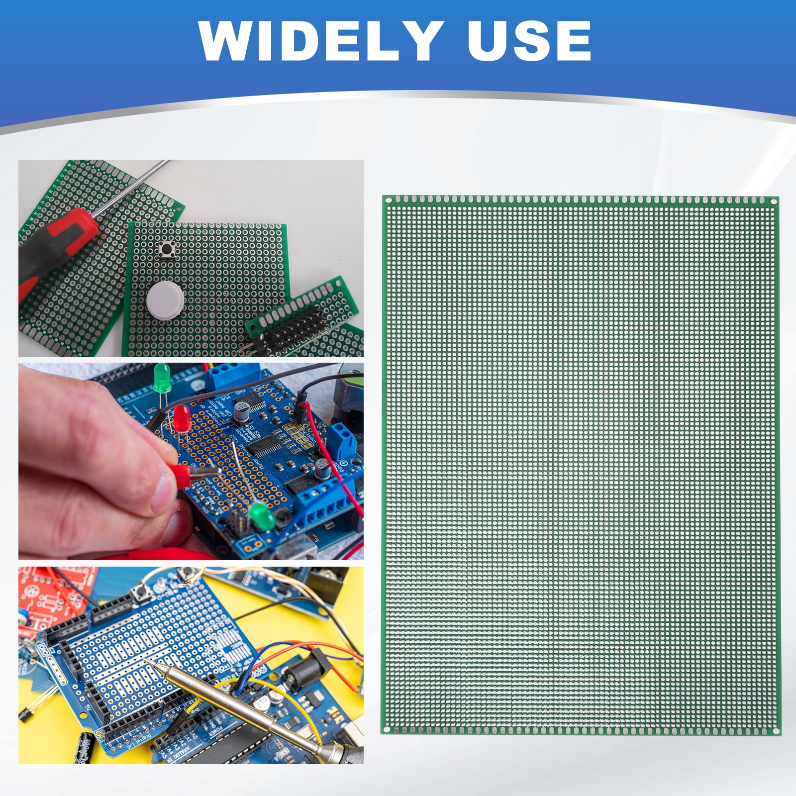 Uxcell 2Pcs Breadboard Solderable 300mm x 200mm Green Circuit PCB Board Double Sided Tin-Plated PCB Prototype Board for Electronics Prototyping, DIY Circuits Projects