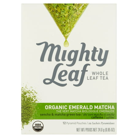 Mighty Leaf Whole Emerald Matcha organique feuilles de thé 12 Pyramid Pouches, 0,85 oz Pack 6