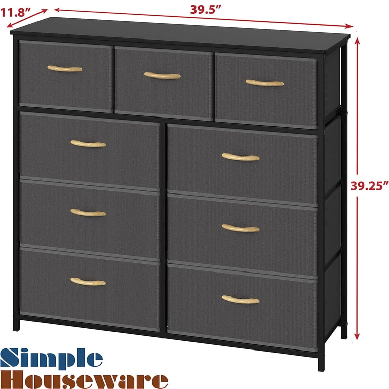 SimpleHouseware 3-Tier Nightstand Dresser Storage Tower with Drawers for  Bedroom, Dark Grey