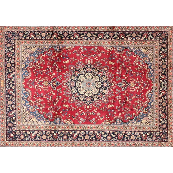 Ahgly Company Machine Washable Indoor Rectangle Traditional Fire Brick Red Area Rugs, 5' x 7'