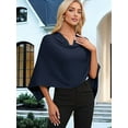 thumbnail image 4 of Women'S Poncho Sweater Slimming Fit Cropped Versatile Shawl Soft Knit Wraps Cowl Neck Short Tops Navy blue One size, 4 of 9