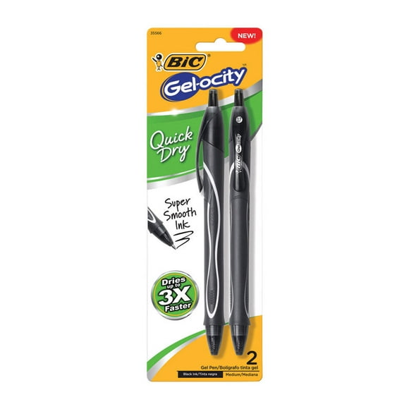 Bolígrafo de gel BIC Gel-ocity negro retráctil (paquete de 6)