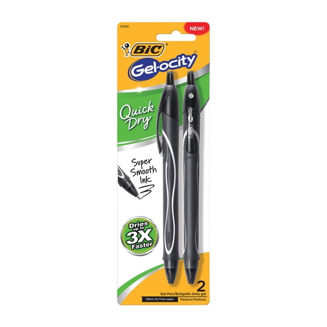 Bolígrafo de gel BIC Gel-ocity negro retráctil (paquete de 6)