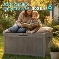 thumbnail image 4 of MINDYES 70 Gallon Resin Deck Box, Patio Cushions, Wicker Outdoor Storage Box Pool Toys & Garden Tools, Beige, 4 of 8