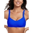 thumbnail image 6 of Ocean Blues Women's Bikini Top Bandeau Swimsuit Ruched Swim Top Blue Bathing Suit Top with Adjustable Shoulder Straps, 6 of 11