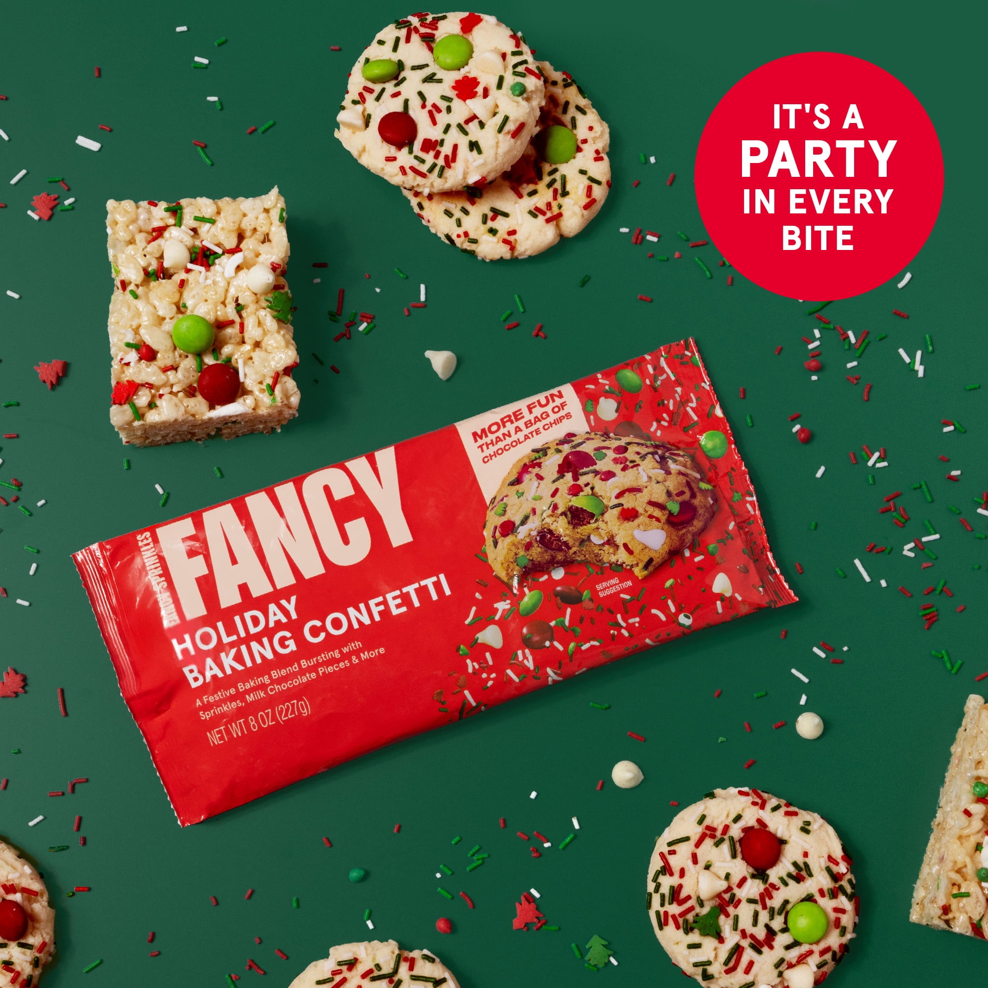 (2 pack) Fancy Sprinkles Holiday Baking Confetti with Christmas Sprinkles and Chocolate Pieces, 8 oz Bag