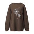 thumbnail image 2 of Gibobby Sudaderas para mujer Suéter holgado de otoño e invierno para mujer, sin capucha con manga de hombro de Color sólido (Café, L), 2 of 3