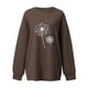 thumbnail image 2 of Gibobby Sudaderas para mujer Suéter holgado de otoño e invierno para mujer, sin capucha con manga de hombro de Color sólido (Café, L), 2 of 3