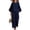 Navy, variant on Two Piece Sets for Women , Solid Round Neck Button 3/4 Sleeve Blouse and Elastic Waist Casual Pants , Womens Summer Outfits,Navy S