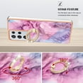 thumbnail image 3 of Compatible with Samsung Galaxy S21 Ultra Case, Fantastic Marble Patterned Phone Case Anti-Scratch Slim Hybrid Hard Plastic Bumper+Soft Silicone TPU with Ring Kickstand Bumper Shockproof Cover,Pink, 3 of 6